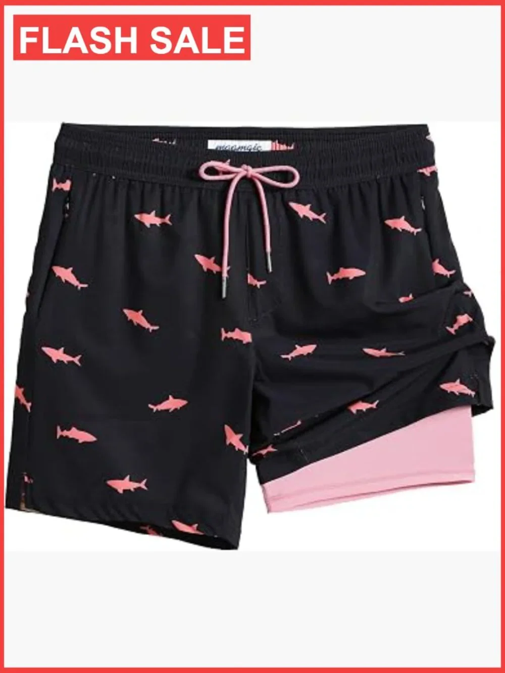 2 in 1 Swim Trunks with Compression Liner Board Shorts Quick Dry